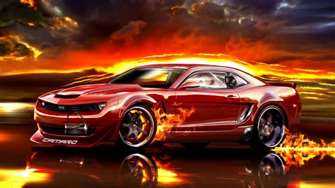 Red Chevrolet Camaro Fire Wallpapers Hd Desktop And Mobile Backgrounds