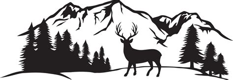 Silhouette Of Deer And Mountains 3419849 Vector Art At Vecteezy