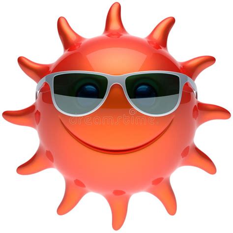 Summer Smiley Sun Face Sunglasses Cheerful Smile Cartoon Star Stock