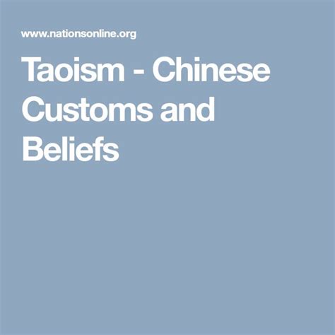 Taoism Chinese Customs And Beliefs Taoism Beliefs Custom