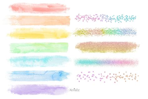 Rainbow Brush Strokes Clipart Pastel Watercolor Png 725947