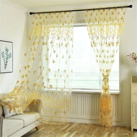 Tropical Floral Print Semi Sheer Curtains For Living Room Bedroom