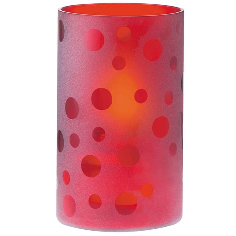 Sterno 80128 Scholar 2 13 16 X 6 Red Glass Liquid Candle Holder With Engraved Dots