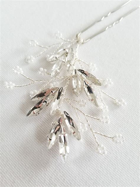 Bridal Hair Pins Crystal Hair Pins For Bride Silver Wedding Etsy