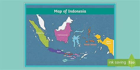 Map Of Indonesia Labelled And Coloured Indonesia Map