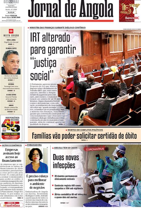 Capa Jornal De Angola De 2020 05 22