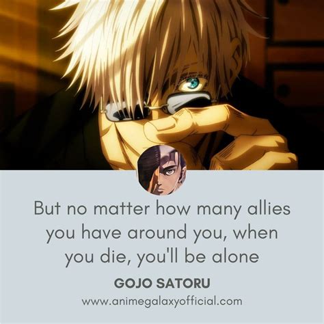 Powerful Quotes By Gojo Satoru Anime Quotes Inspirational Manga