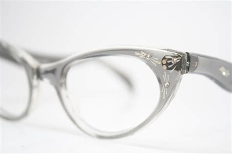 Gray Rhinestone Cat Eye Eyeglasses Vintage Cat Eye Glasses Etsy
