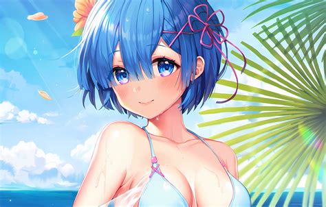 Wallpaper Girl Sexy Wet Cleavage Sky Sea Boobs Anime For Mobile And Desktop Section