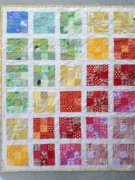 Mini Quilts Using 25 Inch Squares Using 2 Inch White Strips To