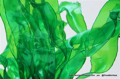 Creatividad con botellas de plastico. Cómo hacer hojas o algas con botellas de plástico verdes ...