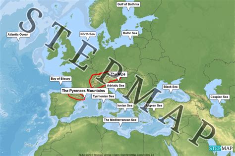 Stepmap Europe Seas And Mountains Landkarte Für Europe