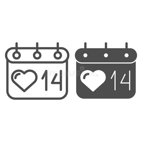 Valentines Day Calendar Solid Icon Calendar With Heart Vector