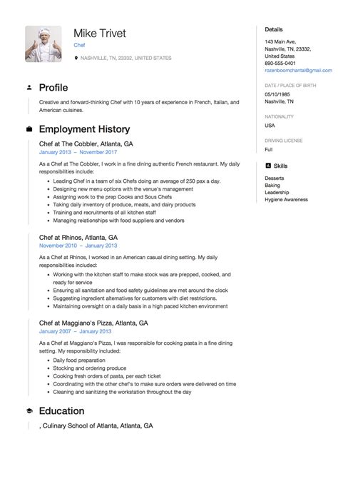 Chief engineer resume examples & samples. Chef Resume & Writing Guide | 12 Free Templates | PDF | 2020