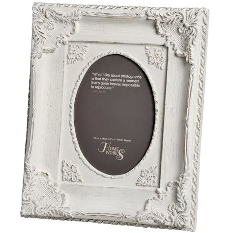 5x7 Ornate Antique White Oval Photo Frame | From Baytree Interiors