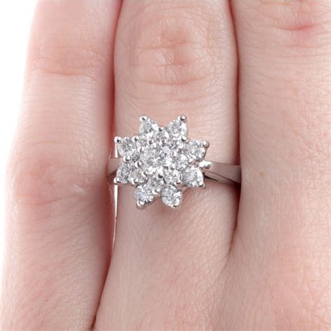 Dramatic Snowflake Ring With Double Diamond Halo Cape Coral