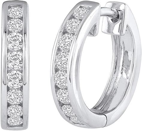 14k Gold Hoop Huggies Channel Set Diamond Earrings I1 I2 Clarity 12