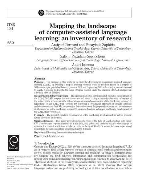 A new approach in the field of education. (PDF) Mapping the landscape of Computer Assisted Language ...