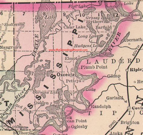 Mississippi County Arkansas 1889 Map
