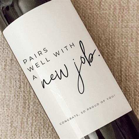 Pairs Well With A New Job New Job Wine Label T For Her Etsy Canada