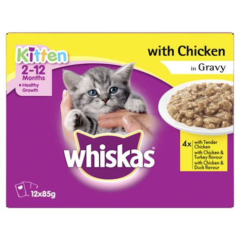 Learn more about our products. Whiskas Kitten Wet Cat Food with Chicken in Gravy 12 X 85g ...