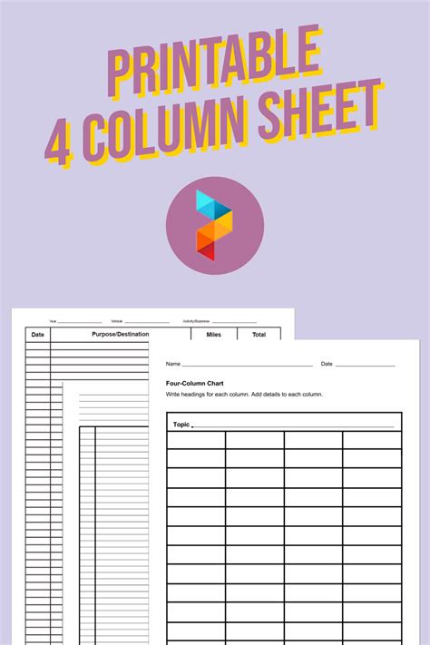 10 Best Free Printable 4 Column Sheet Business Planner Printables