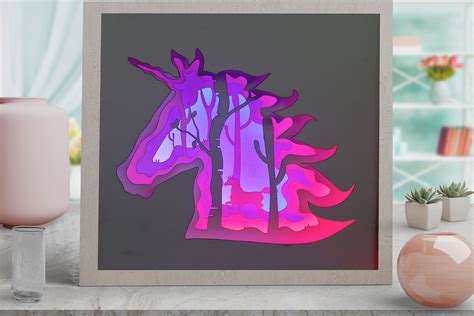 Light box Shadowbox unicorn 3d svg Papercut template layered | Etsy