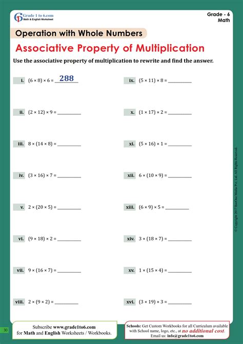 Associative Property Of Multiplication Grade1to6