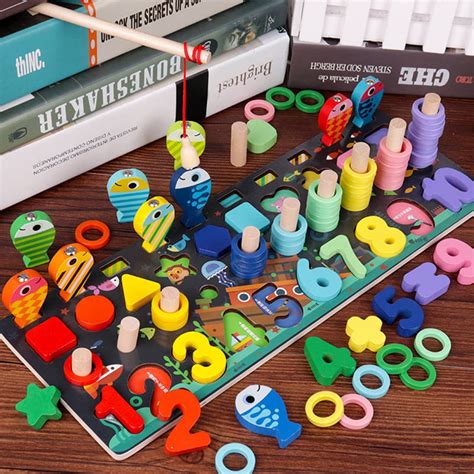 Mixfeer Wooden Number Puzzle Match Board Math Game Early Learning Toys Color Shape Sorting