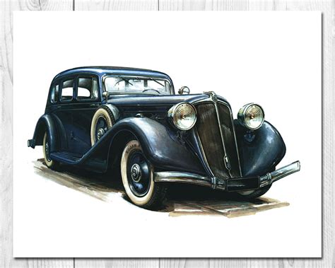 Car Art Prints Vintage Car Prints Car Themed Room Antique Etsy