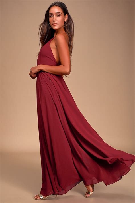 Beautiful Wine Red Dress Maxi Dress Backless Maxi Dress Lulus