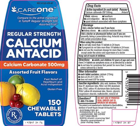 Dextrose, flavor, glycerin, magnesium stearate, maltodextrin, mineral oil. Care one calcium antacid (tablet, chewable) American Sales ...