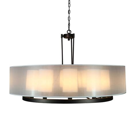 Canyon Home Modern Drum Chandelier Light Fixture White Fabric Shade