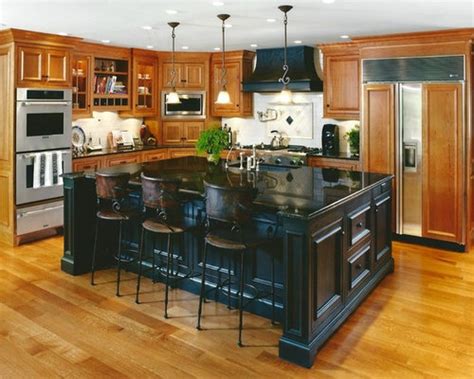 This kitchen offers glass front cabinetry and kitchen ideas white appliances oak cabinets new ideas vintage kitchen cabinets decor. Black Kitchen Island Ideas, Pictures, Remodel and Decor