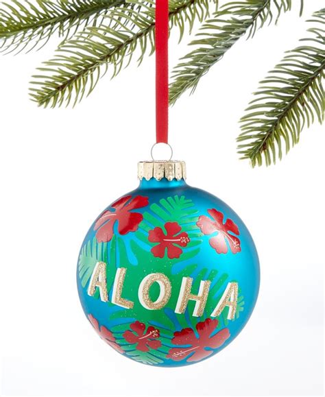 Holiday Lane Hawaii Blue Aloha Ball Ornament Created For Macys