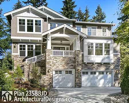 Maximize your sloping lot with these home plans, which feature garages located on a lower tidewater styling typically shows off levels of porches and patios to capture every coastal breeze. Plan 23588JD: Northwest House Plan with Drive Under Garage ...
