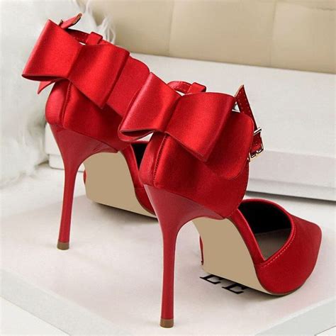 Red Bow Heels Bow High Heels Bow Heels Womens Wedding Shoes