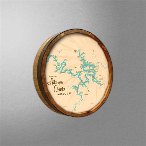 Lake Of The Ozarks Missouri With Mile Markers Barrel End Map Art