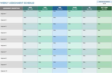 Schedule Spreadsheet Template — Db