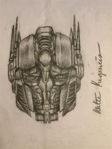 This Is A Sketch Optimus Primes Face From Back In 2007 It Took Me A