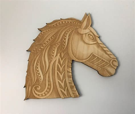 Wooden Horse Head Steampunk Laser Cut and Engraved Wood | Etsy