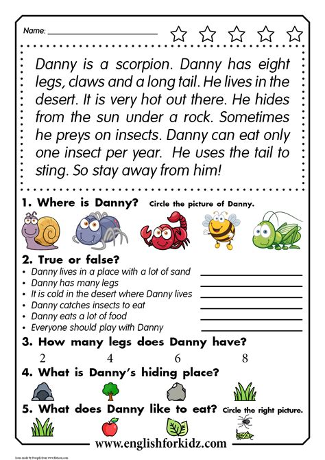 Reading Comprehension For Kids Reading Comprehension For Kids