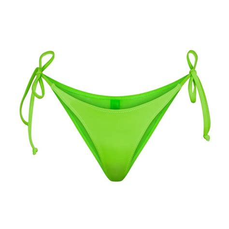 Skims Swim New Nwt Skims Dipped Tie Bottoms Xl Neon Green String Bikini Limited Edition