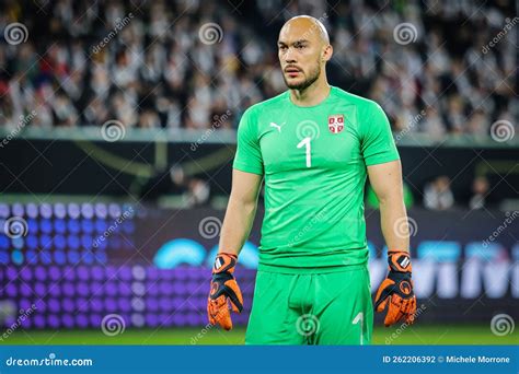 Serbian Goalkeeper Marko Dmitrovic during the International Soccer Game