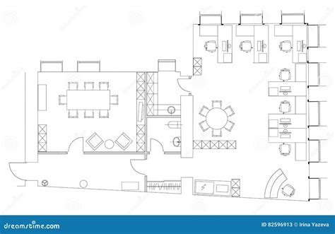 Standard Office Furniture Symbols Set Stock Vector Illustration Of