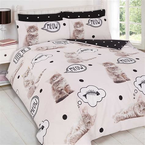 Duvet Cover With Pillowcase Bedding Set Cute Cat Kitten Meow Animal