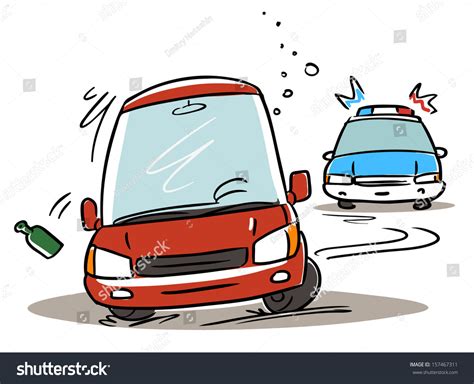 Police Chasing Drunk Driver Cartoon Illustration Stock Vector 157467311 Shutterstock