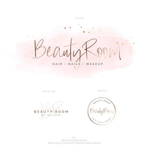 Salon logo for a downtown salon with a boho vintage aesthetic. Beauty Logo, Makeup Artist Logo, Rose Gold Watercolor ...