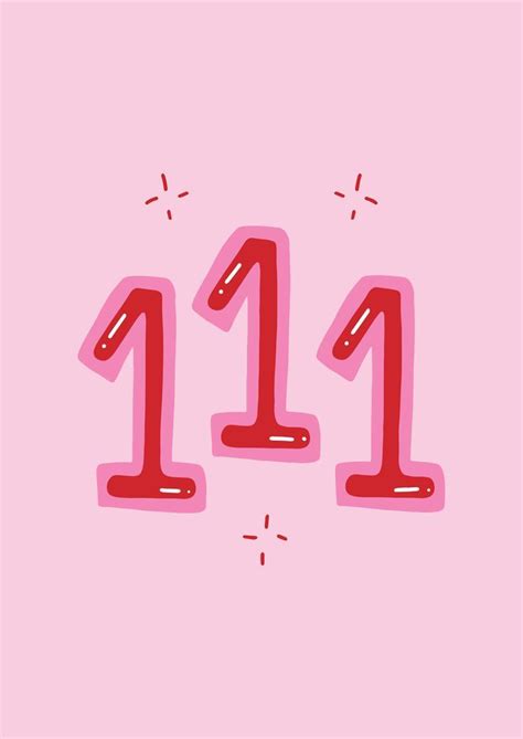 111 Angel Numbers Illustration In Pink And Red Room Posters Posters Art Prints Wall Prints