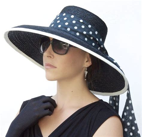 Wide Brim Black Hat Audrey Hepburn Hat Kentucky Derby Hat Wedding